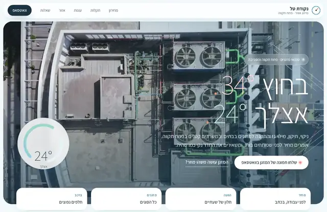 Screenshot of the top of the Nekudat Tal website, air conditioning